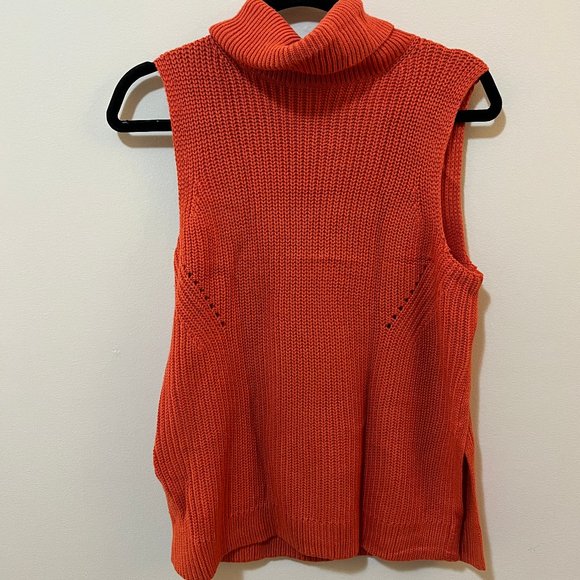 Abercrombie and Fitch Orange Sleeveless Sweater (Medium) - Picture 1 of 7